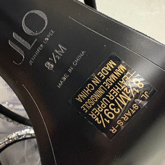 JLO Jennifer Lopez  xREVOLVE Star Sandal Heels in Black Size 8.5 - Picture 9 of 12